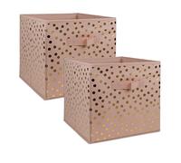 DII Non Woven Polyester Storage Bin Contenitori con Fondo Rimovibile, Rosa/Oro, Small (2), 2 unità