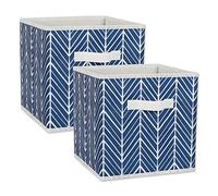 DII Non Woven Storage Collection Polyester Herringbone Bin, Small Set of 2, Nautical Blue, 2 Piece