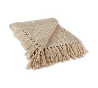 DII Piano da tavolo a righe con frange, cotone, pietra, 50x60