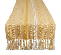 DII Runner da tavola, in cotone, color oro miele, 15 x 108 cm (15 x 113, frangia inclusa)