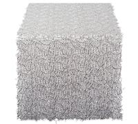 DII Runner da Tavolo in Rete con Paillettes, Poliestere in PVC, Argento