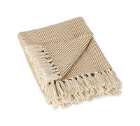 DII Rustic Farmhouse Cotone Chevron Coperta con Frange per Poltrona, Divano, Picnic, Campeggio, Spiaggia, e l' Uso Quotidiano, 127 x 152,4 cm - Urban Chevron Minerale Urbano a Zig-Zag Stone
