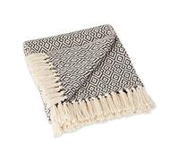DII Rustic Farmhouse Cotone Diamante Coperta con Frange per Poltrona, Divano, Picnic, Campeggio, Spiaggia, e l' Uso Quotidiano, 127 x 152,4 cm - Doppio Diamante Minerale Diamante Doppio Mineral