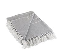 DII Rustic Farmhouse in Cotone Sottile Bianco a Strisce Coperta copriletto con Frange Gray