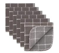 DII Scrubber Dishcloths Collection Windowpane Dishrag Set, 12x12, Gray/White, 6 Piece