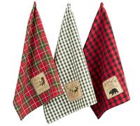 DII Set di 3 Strofinacci Natalizi in Cotone, 45,7 x 71,1 cm, Decorativi e Ricamati, Perfetti per casa e Cucina, Regalo Natalizio