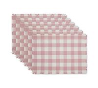 DII, Set di tovagliette da tavolo con frange a quadri, 33 x 48 cm, malva chiaro, 6 pezzi