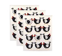 DII Strofinacci svedesi per cucina e pulizia, riutilizzabili, lavabili in lavatrice e lavabili in lavastoviglie, biodegradabili, 7,75 x 6,75, polli, 3 pezzi