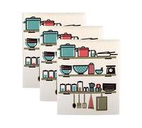 DII Swedish Dishcloths for Kitchen & Cleaning Riutilizzabile, Lavatrice e Lavabile in lavastoviglie, biodegradabile, Legno, Utensili, 1 Count (Pack of 3), 3 unità