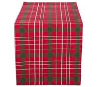 DII Tartan Holly Plaid, cotone, rosso e verde, runner da tavola natalizio, 14x108