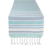 DII Tidal Stripe, Runner da tavolo, in cotone, colore blu spiaggia, 35,5 x 183 cm