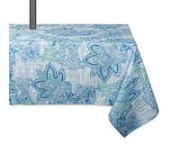 DII Tovaglia 100% Poliestere, Resistente agli Urti, Lavabile in Lavatrice, con Cerniera, per tavoli Esterni con Ombrello, Rotondo, 132,1 cm, a Foglia di Banana, 4 posti, Blue Paisley, 60X84-Zippered