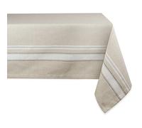 DII - Tovaglia in stile rustico, collezione tavolo da pranzo a righe francesi, 152 x 213 cm, colore: tortora/bianco