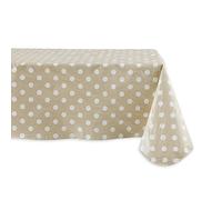 DII Vinyl Tabletop Collection J & M Home Fashions-Tovaglia in Vinile, 152 x 213 cm, Pois Bianchi e Beige, 84 x 60 inch (Rectangular)