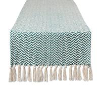 DII Woven Basic - Runner da tavolo con motivo a zigzag, 38 x 274 cm, colore: foglia di tè