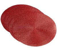 DII Woven Placemats Collection - Set di tovagliette rotonde metallizzate, 38 cm, colore: rosso, 6 pezzi
