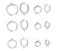 DIICOSMETIC 12Pcs 6 Stile Huggie Hoop Orecchini in Acciaio Inossidabile 2.5mm Foro Rotondo Leverback Ganci per Orecchino con Anello per Braccialetto Fai da Te Creazione di Gioielli Artigianali