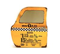 DiiliHiiri - Cartello retrò a forma di sportello, con specchio, vintage, insegna in metallo, artigianale, accessorio per la decorazione della casa, New York Taxi