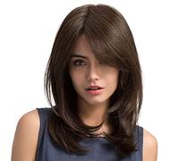 DIioee Parrucche di Capelli Delle Donne Ladies Party Daily Natural Wave Scuro Parte di Separazione Sintetico Parrucche di Pizzo con Scoppi