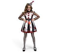 DIIQII Costume da Clown Spaventoso per Bambina: Vestito Arlecchino Sanguinante Bianco e Nero - Abito da Clown per Ragazze Costume di Halloween Festa Cosplay (Black White Clown, X-Large(12-14Y))