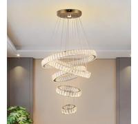 diisunbihuo Luci di cristallo a LED moderne, 5 anelli, luce a sospensione, regolabile, per camera da letto, sala da pranzo, cucina, lampadario da soggiorno (multicolore) Living Room