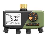 Diivoo Centralina Irrigazione 4 Zone, Ingresso in Ottone, IP68 Timer Irrigazione con Ampio Display LCD, Ritardo Pioggia, Irrigazione Manuale, Programmatore Irrigazione Automatica per Prato e Giardino
