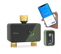 Diivoo Centralina Irrigazione WiFi 2 Zone con Ingresso Uscita in Ottone, Timer Irrigazione Smart Compatibile con APP e Vocale Alexa, Temporizzatore Irrigazione per Giardino, Prato