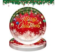 DiiWmme 16 Pz Piatti di Carta per Feste di Natale 9 Pollici Rosso Babbo Natale Alce Piatto di Carta Festa di Natale Stoviglie per Feste di Natale forniture Decorazioni per la Tavola (B)