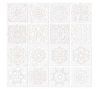 DiiWmme 16 stencil riutilizzabili per pittura mandala, 15,2 x 15,2 cm, stencil artistici fai da te per legno, pareti, tessuto, pavimenti, piastrelle, ideali per artigianato, scrapbooking e decorazioni