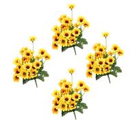 DiiWmme 4 mazzi di girasoli artificiali, realistici fiori artificiali decorativi con stelo, bouquet di fiori artificiali per esterni, fiori finti per giardino, casa, ufficio, decorazione per feste