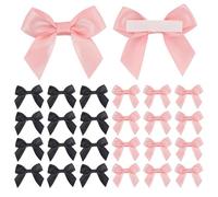 DiiWmme 60 fiocchi autoadesivi in raso, rosa e nero, per confezioni regalo, decorazioni per matrimoni, feste (mini fiocchi da 6,35 cm) (30 rosa + 30 nero)