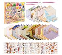 DiiWmme Set di 20 adesivi 3D fai da te, adesivi creativi e riutilizzabili, per adulti e bambini, terapia antistress, con 40 adesivi in PET, 20 cabine in miniatura con 3 pinzette (adesivo A)