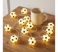 DiiWmme Stringa di luci LED a forma di pallone da calcio, alimentata a batteria, 10 LED, luce notturna per camera da letto, feste a tema calcio, accessori per la camera dei ragazzi, decorazione per