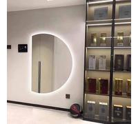 Dijateman 130cm Grande Semicerchio Specchio da Parete, 90/120cm Moderno Senza Cornice Specchio da Intelligente con Retroilluminato, Anti Nebbia, 3 Colori di Luce(Left cut,39in)