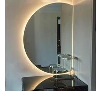 Dijateman 130cm Intelligente 3 Colori Anti Nebbia Specchio Montato a Parete con Retroilluminato, 120cm Semicerchio Specchio da Bagno Taglio Sinistro/destro(Right cut,100cm/39in)