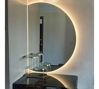 Dijateman 130cm Intelligente 3 Colori Anti Nebbia Specchio Montato a Parete con Retroilluminato, 120cm Semicerchio Specchio da Bagno Taglio Sinistro/destro(Left cut,100cm/39in)