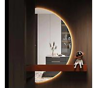 Dijateman 3 Colori Dimmerabile Specchio da Bagno da Parete, Grande Mezza Luna Retroilluminato Specchio a Figura Intera, Anti Nebbia, per Decorazioni Casa(Right,40 * 80cm)