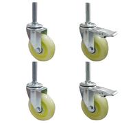 Dijateman 75/100/125mm Ruote Girevoli Pesanti con Perno Filettato M12 M16 M20, AntiGraffio Nylon Ruote per Industriali, Ruote da Trasporto con Freni, Set da 4(3inch,M16*30)