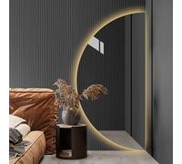 Dijateman 80 100 120cm Senza Cornice Intelligente Anti Nebbia Specchio da Bagno, Irregolare Mezza Luna Regolabile Specchio Montato a Parete, 3 Colori(Left,40in)