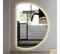 Dijateman Dimmerabile Intelligente Specchio Montato a Parete con Anti Nebbia, Grande Senza Cornice Retroilluminato Specchio Decorativo, 3 Colori, Antideflagrante(Right,47''x32'')