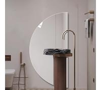 Dijateman Grande 120cm Mezza Luna Specchio da Bagno a LED, 100/80cm Retroilluminato Illuminazione Specchio da Parete, Anti Nebbia, 3 Colori Dimmerabile(Right semicircle,20''x40'')