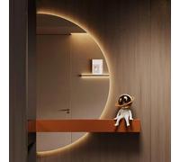 Dijateman Grande Dimmerabile Mezza Luna Specchio Montato a Parete, Intelligente 3 Colori Retroilluminato Specchio da Bagno a LED, Anti Nebbia, Antideflagrante(Cut left,60 * 120cm)