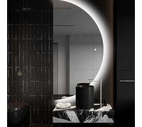 Dijateman Grande Illuminazione Retroilluminato Specchio Cosmetico, Anti Nebbia, 3 Temperature di Colore, Mezza Luna Specchio Decorativo con Interruttore Tattile(Right semicircle,40in/100cm)