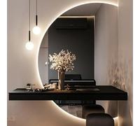 Dijateman Grande Intelligente Specchio da Bagno da Parete, a 3 Colori Dimmerabile LED Specchio Decorativo, Senza Cornice Controluce Specchio da Trucco(Cut right,39 * 28in)