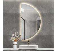 Dijateman Grande Mezza Luna Illuminato Specchio da Bagno a LED, 3 Colori Senza Cornice Specchio a Figura Intera, con Interruttore Tattile, Anti Nebbia(Right semicircle,24 * 48in)