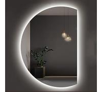 Dijateman Grande Retroilluminato Specchio a Figura Intera con 3 Colori di Luce, Semicerchio Anti Nebbia Specchio da Bagno da Parete, Taglio Sinistro/destro(Cut right,35in/90cm)