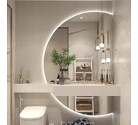 Dijateman Grande Semicerchio Specchio da Bagno da Parete, 3 Colori Anti Nebbia Retroilluminato Specchio Decorativo, Senza Cornice, Taglio Sinistro/destro(Cut right,120cm)