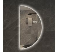 Dijateman Grande Specchio da Bagno con Mezza Luna LED, Intelligente Specchio da Parete Retroilluminato con Interruttore Tattile, Anti Nebbia, 3 Colori di Luce(Right,120cm)