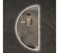 Dijateman Grande Specchio da Bagno con Mezza Luna LED, Intelligente Specchio da Parete Retroilluminato con Interruttore Tattile, Anti Nebbia, 3 Colori di Luce(Left,120cm)