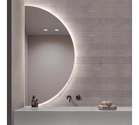 Dijateman Intelligente Anti Nebbia Specchio da Bagno da Parete, 3 Colori Dimmerabile, Grande Irregolare Retroilluminato Mezza Luna Specchio Decorativo(Right,40in)